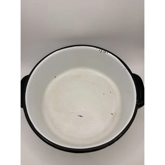 Vintage Berggren Swedish Folkart Enamelware Pot w/Lid "Denna Stuvning" Z10 - Picture 2 of 16